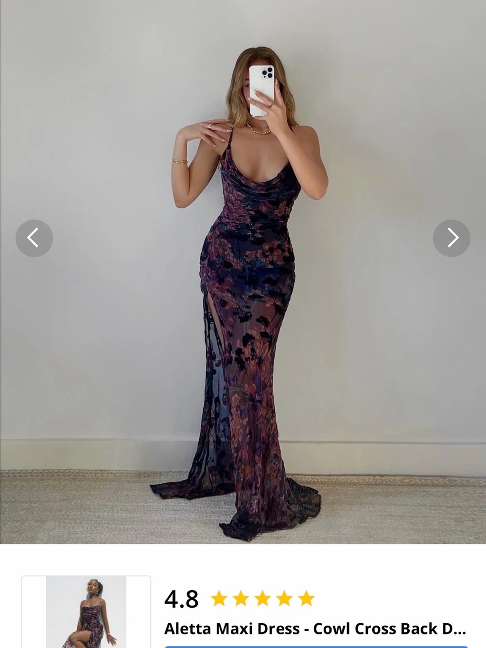 Showpo Aletta Maxi Dress Burnout Floral Cowl Cross Back US 14 NWT - Picture 8 of 10